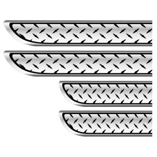 4 darab univerzális küszöbvédő készlet, króm és gyémánt fekete