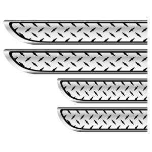 4 piece universal car door sill protector set, chrome and diamond black - EALMEU