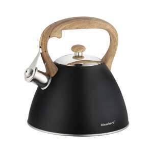 Fierbător cu fluier negru Klausberg 3L cu mâner cu aspect de lemn - Ceai & Accesoriu pentru prepararea ceaiului