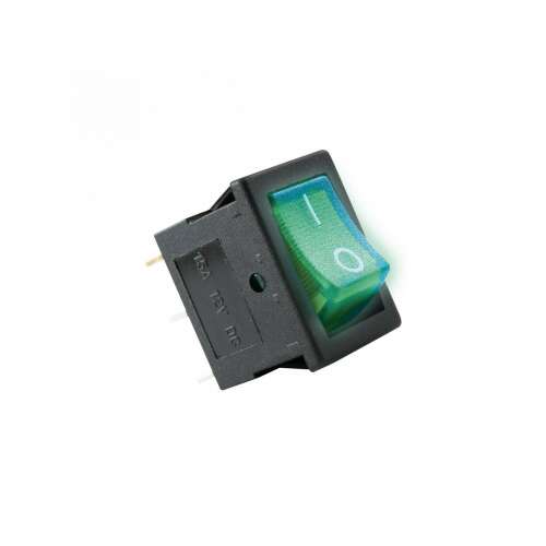 Intrerupător basculant AKV 02 cu iluminare, 12V, verde, dreptunghiular