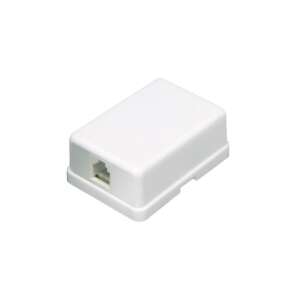 White wall mounted telephone socket, 6P/4C, self-adhesive and screwable - Connector