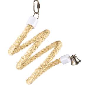 duvoplus sisal bird toy with bell, beige, for climbing and chewing, with hook - Pet Care