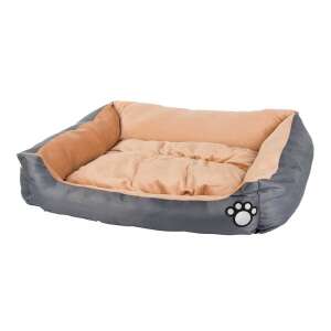 Pat de câine gri și bej cu amprentă de labă, KUTYA ÁGY 2079 L SZÜRKE - Paturi pentru câini