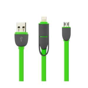 MRG M-167 2-in-1 Data Cable, iPhone 5/6 + Micro USB, Green 105627301 - Lightning Cable