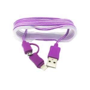 MRG M-171 adatkábel, 2 az 1-ben, Iphone 5/6 + Micro USB, lila 105627326 - Lightning kábel