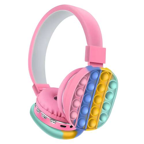 MRG MCXT806C Rózsa színű Bluetooth fejhallgató Pop It mintával - MRG