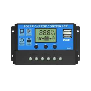 MRG MW88B 20A 12V 24V Solar Charge Controller with LCD Display and Dual USB Ports - Solar Panel Accessory