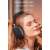 Woman wearing MRG MP9 Plus On Ear Bluetooth Headphones, Black