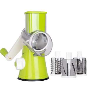 MRG M891 Multifunctional Manual Grater, green, 3 in 1, for vegetables, fruits, and herbs - Flat file