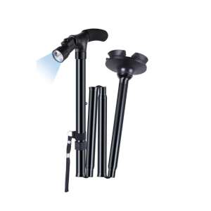 Baston pliabil MRG M1084 cu lumină LED și bază tripod, reglabil, negru - Sétabot