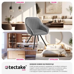 Snug Swivel Chair with Armrests in Velvet Look, Upholstered 137376310 - Dining chair