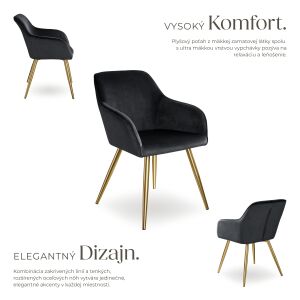 TecTake - Zamatová Stolička s Kovovými Nohami - Zlatá 119021037 - Krzesło do jadalni