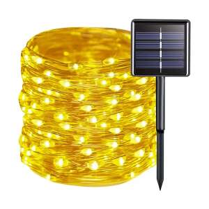 Napelemes led fényfüzér 15m ip44, 150 led, meleg fehér fény