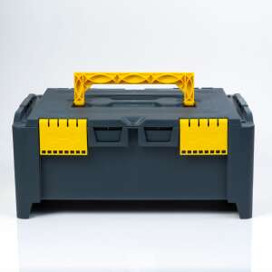 Šedá a žltá skladacia škatuľa na náradie, stredná veľkosť, 468 x 338 x 215 mm - Handy Boxy a tašky na náradie