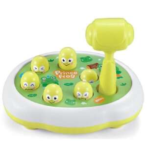 Prince Frog csapd le a békát játék, zöld és sárga, kalapács, 6 béka - Manyuk Toys