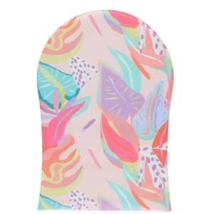 SUNKISSED Super Soft Velvet önbarnító kesztyű, egyoldalas, trópusi levél mintával, rózsaszín alapon - Barnító krém & olaj