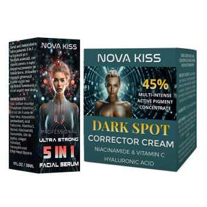 Set Facial Profesional Contra Petelor Pigmentare cu Ser 5 in 1 Formula Ultra Puternica si Crema Corectoare cu 45% Concentrat Activ, NOVA KISS®  