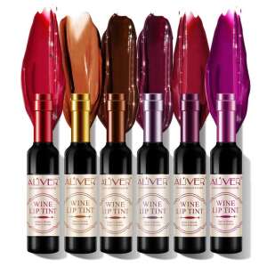 Aliver Wine Lip Tint Set of 6, 6 different shades of wine lip tint in a bottle shape, transfer-resistant, matte finish - Mouth