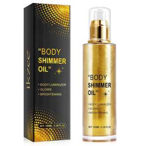 ikzee Body Shimmer Oil, 100ml, ulei de corp cu sclipici auriu, luminator de corp, strălucire, iluminare - Ulei de corp