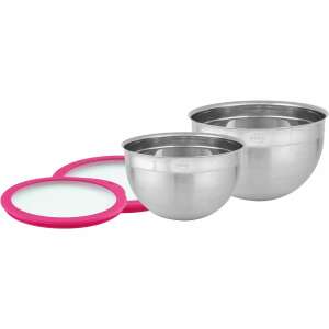 Rösle 2db tál készlet, 20 és 24 cm, Pink Ribbon kollekció, rozsdamentes acél, üvegfedél, szilikon - Bowl