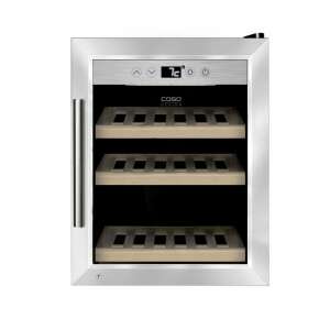 Caso WineSafe 12 wine cooler, stainless steel, 12 bottle capacity, 5-20°C temperature control, touch control, wooden shelves - Wine Cooler