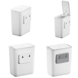 Coș de gunoi cu senzor EKO Morandi Smart, alb, 8 litri, montabil pe perete, compact, deschidere și închidere silențioasă a capacului, inel de fixare a sacului - Mobiliere