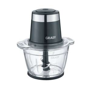 Graef CH502 electric food chopper, black, 1 liter glass bowl, 4 stainless steel blades, 500W motor - Hand Chopper