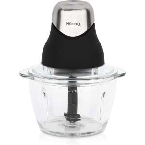 H.Koenig LEO8 mini electric food chopper with 1 liter glass bowl, 320W, black - Hand Chopper