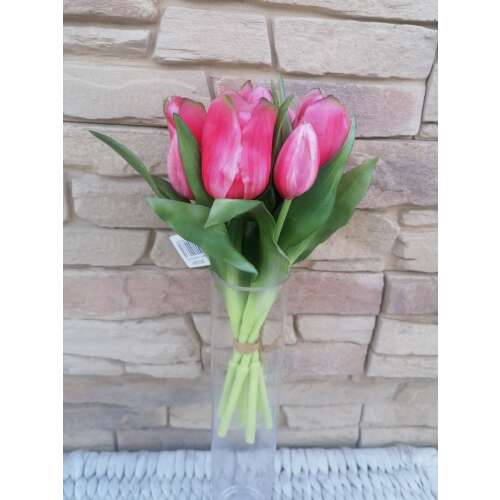 REAL TOUCH Tulipán Művirág 7 szálas csokorban 28cm #rózsaszín 38160983