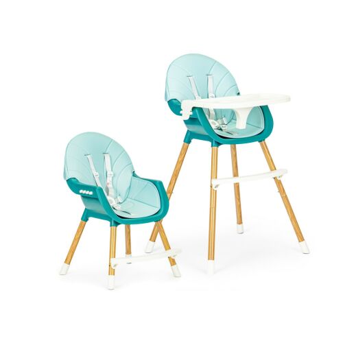 Ecotoys 2-in-1 Konvertierbarer Hochstuhl - Blau, hohe und niedrige Stuhlkonfiguration