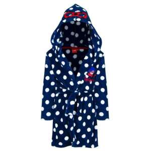 Dětský župan Miraculous Ladybug, Modrý s bílými puntíky, s kapucí, Měkký Coral Fleece, 3-4 roky - Detské župany
