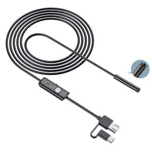 USB HD Endoscope Camera with Flexible Cable, 2M, 5.5 mm, 6 Adjustable LEDs BESEDER