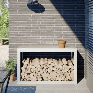 vidaXL suport de lemne din oțel alb cu lemne, 100 x 40 x 60 cm - Accesorii pentru șemineu și sobă