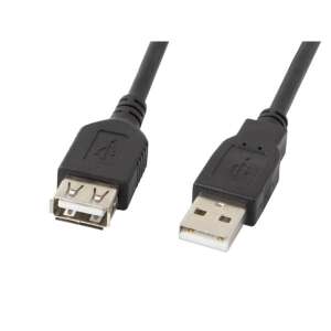 Lanberg USB 2.0 A do A żeński przedłużacz, 70cm, czarny - Kabel danych