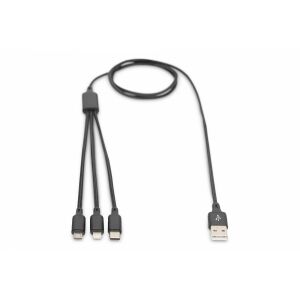 Kabel USB DIGITUS 3w1 z USB-A, Micro-USB i USB-C do wszechstronnego ładowania - Kabel USB