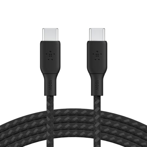 Cablu de încărcare Belkin USB-C la USB-C 100W, 3 metri, Negru Impletit