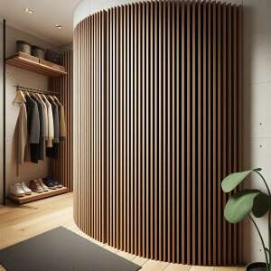 Set of 4 Flexible Acoustic MDF Panels, Walnut, 240x60x0.8cm