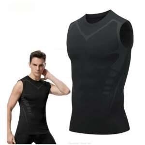 Fekete karcsúsító trikó férfiaknak, izomformáló és edzéshatékonyság növelő - Férfi trikó
