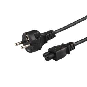 Savio CL-81 Stromkabel, schwarz, 1,8 m, IEC C5 Stecker, europäischer Stecker - Netzkabel