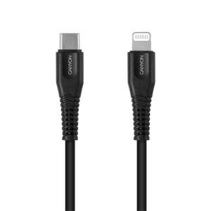 Canyon MFI-4 1,2 m USB-C - Lightning kábel, fekete - Canyon