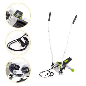 GoodHOME multifunkciós Taposógép mozgatható karokkal és LCD kijelzővel, fehér és zöld, kollázs - ModernHOME