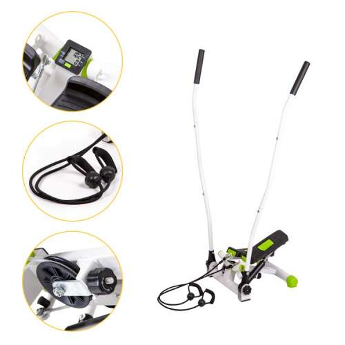 GoodHOME multifunkciós Taposógép mozgatható karokkal és LCD kijelzővel, fehér és zöld, kollázs