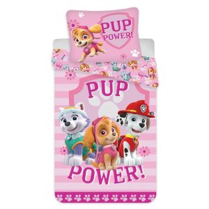Posteľná bielizeň Paw Patrol Pup Power, 140x200/70x90 cm, s Skye, Marshallom a Everestom - Mancs Őrjárat
