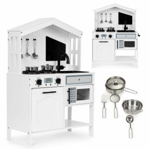 Ecotoys White Wooden Play Kitchen with Accessories Collage - Play Kitchen & Toy Kitchen