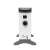 Home FK331 electric heater, side view, white, 3 heat settings, portable, thermostat control, free-standing, carrying handles, overheat protection