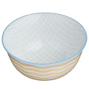 ORNAMENTS 240ml porcelán tál világoskék és sárga mintával - Tál