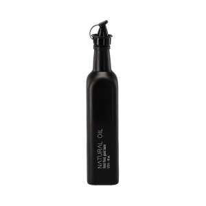 Black glass oil dispenser bottle with a pour spout, 500 ml, Natural Oil - Oil & Vinegar Dispenser