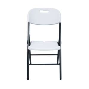 White folding chair with black metal frame - Garden Chair