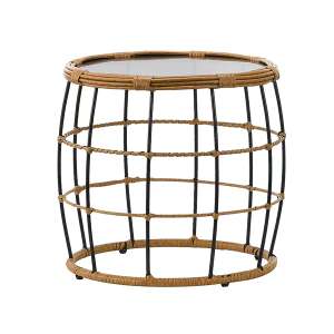 Rattan and Glass Coffee Table 105813698 - Garden Table