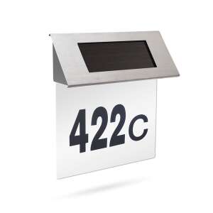 Solar powered house number light with LED illumination, silver, 422C - House Number Plate